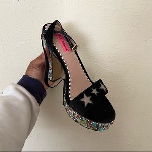 Betsey Johnson Black Star Heel